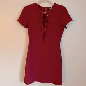 Lulu’s lace up Burgundy dress